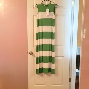 NWT-Marimekko Anthropology Green White Stripe Dress XS  Org. $260.00